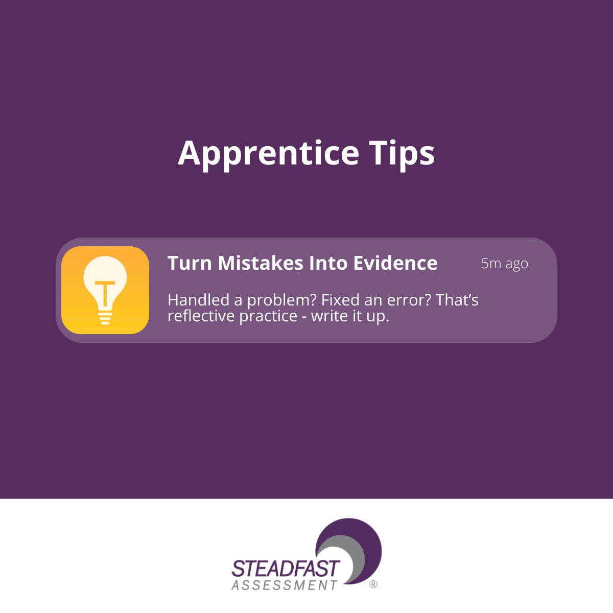 SteadfastEPA's tweet photo. Not everything will go perfectly and that’s okay. 

How you respond, adapt, and improve is often stronger evidence than the task itself.

#ReflectivePractice #LearningAtWork #ApprenticeLife #GrowthMindset #AssessmentTips https://t.co/UnVF7RrBo8