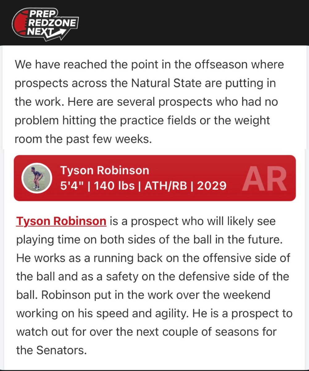 3_trob's tweet photo. Eager to keep learning. 
Grateful for the article @tctabler @PrepRedzoneAR @PrepRedzoneNext 
just putting in the work every day with a EARN IT mindset. More work to do!
#Hungry #TheWorkContinues #EARNit
@Senator_Pride @CoachRBolden @247Sports @On3 @UANextFootball @NationalComb1ne @USArmyBowl @ArRecruitingGuy @CSAPrepStar