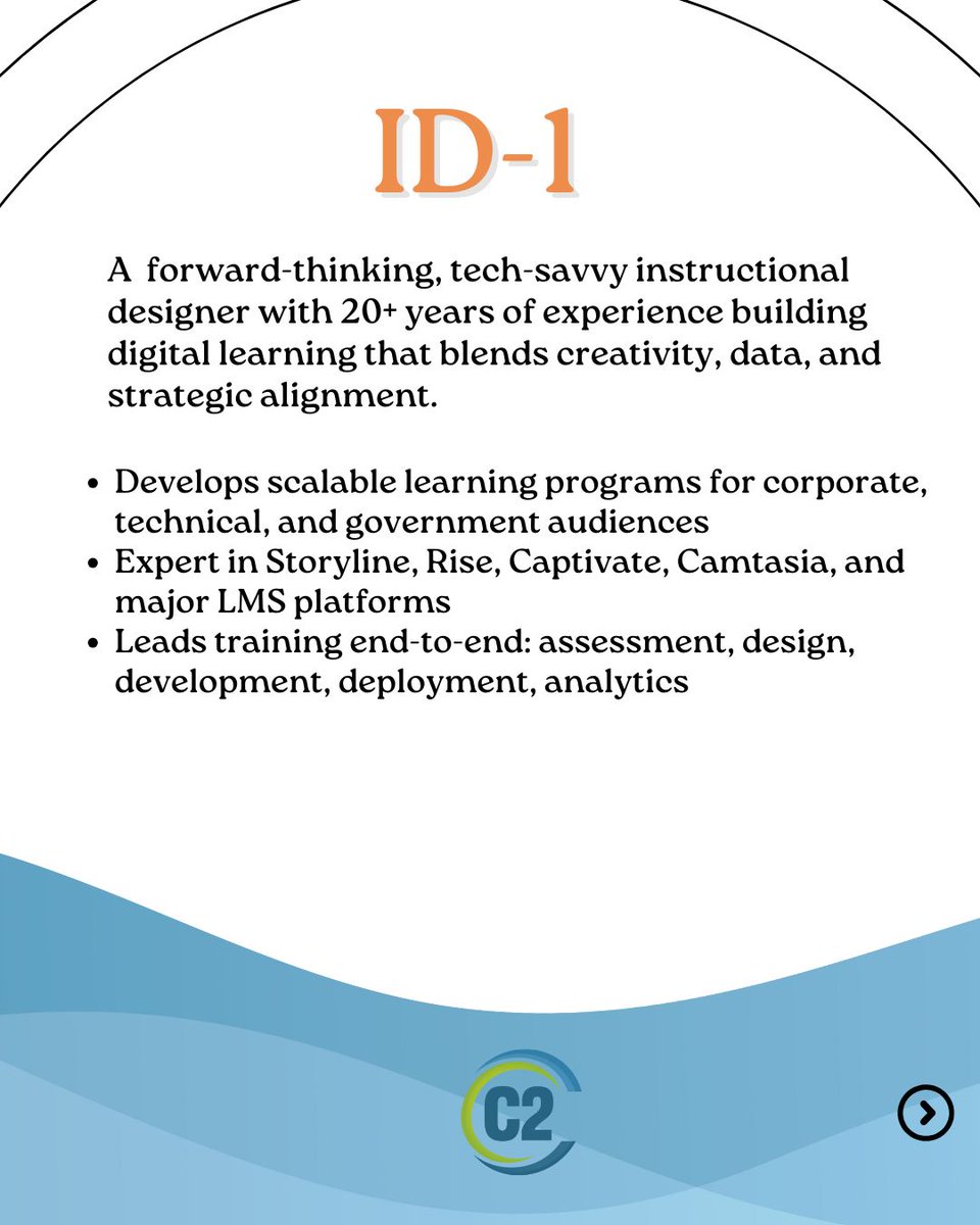 C2MKE's tweet photo. C2 represents Instructional Designers and eLearning Developers who build learning that actually sticks. They blend strategy + creativity, strong writing + smart UX, and turn subject-matter chaos into clear, engaging, learner-first experiences. https://t.co/u9kA3qtTWU