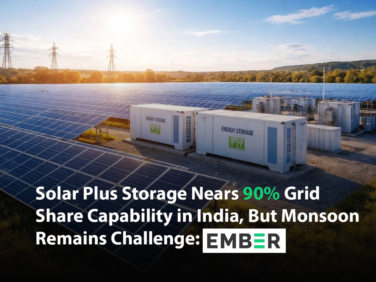 Saur_energy's tweet image. Solar power paired with battery storage can potentially meet up to 90% of India’s electricity demand at a competitive cost of Rs. 5.06/kWh, according to a new report by @ember_energy.

Read more saurenergy.com/solar-energy-n…

#EnergyStorage #SolarBattery #Research