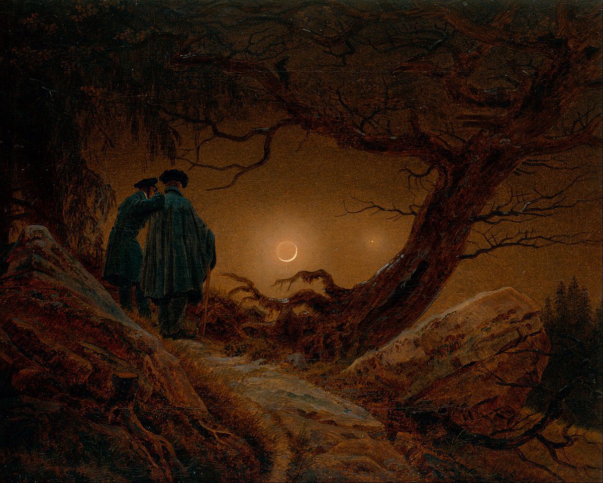 _GVNTHER_'s tweet image. Two Men contemplating the Moon — Caspar David Friedrich