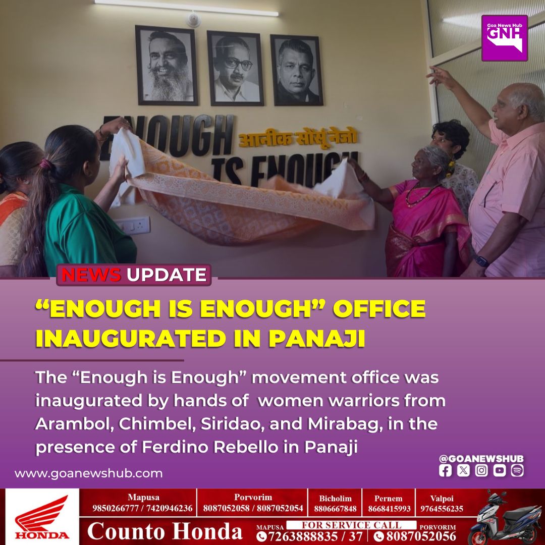 goanewshub's tweet image. “Enough is Enough” Office Inaugurated in Panaji 

The “Enough is Enough” movement office was inaugurated by hands of  women warriors from Arambol, Chimbel, Siridao, and Mirabag, in the presence of Ferdino Rebello in Panaji
#GoaNews #Panaji #EnoughIsEnough #WomenEmpowerment