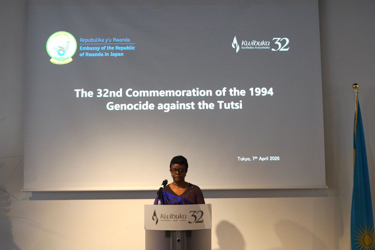 RwandainJapan's tweet photo. At #Kwibuka32 in Tokyo, Ambassador @mmukasine underscored that remembrance must be accompanied by responsibility to preserve truth, confront denial, and prevent future atrocities. https://t.co/psOJ2bK2wR