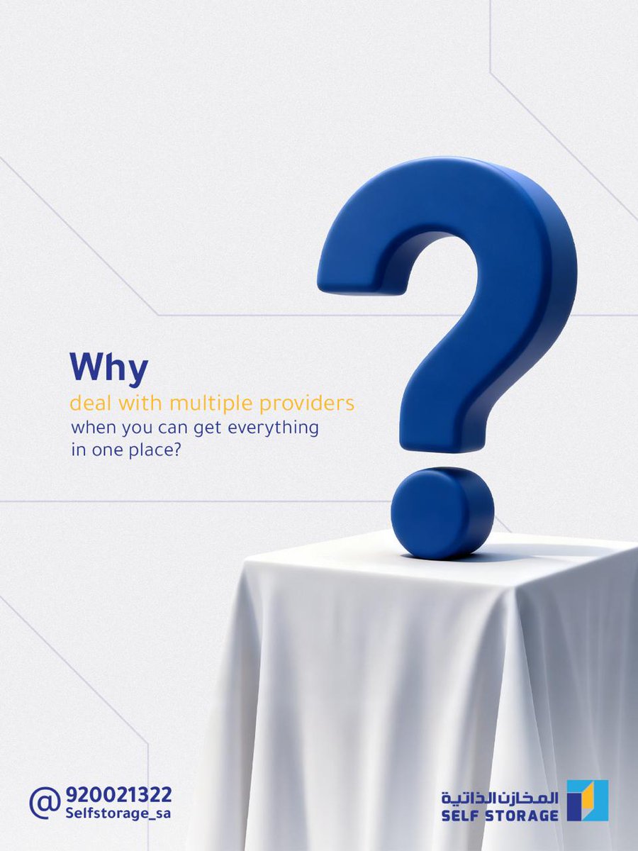 self_storage_sa's tweet photo. Why manage multiple providers when everything can be handled in one place?
From storage and packaging to moving and fulfillment, Self Storage SA offers complete
solutions designed for your convenience.
More efficiency. Less effort. Total peace of mind

#SelfStorage
#حلول_تخزين https://t.co/eUy7nTsoA8