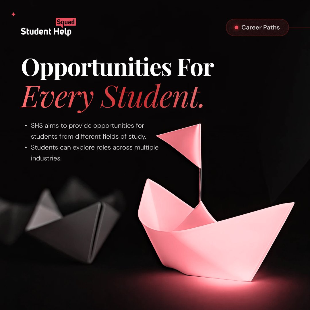 StudentHelpSq's tweet photo. Whether you study business, technology, healthcare, or design, SHS helps connect you with relevant opportunities where you can apply your knowledge and grow professionally. 

#Studenthelpsquad #StudentOpportunities #CareerPaths #FutureProfessionals https://t.co/9oAXgzgTaK