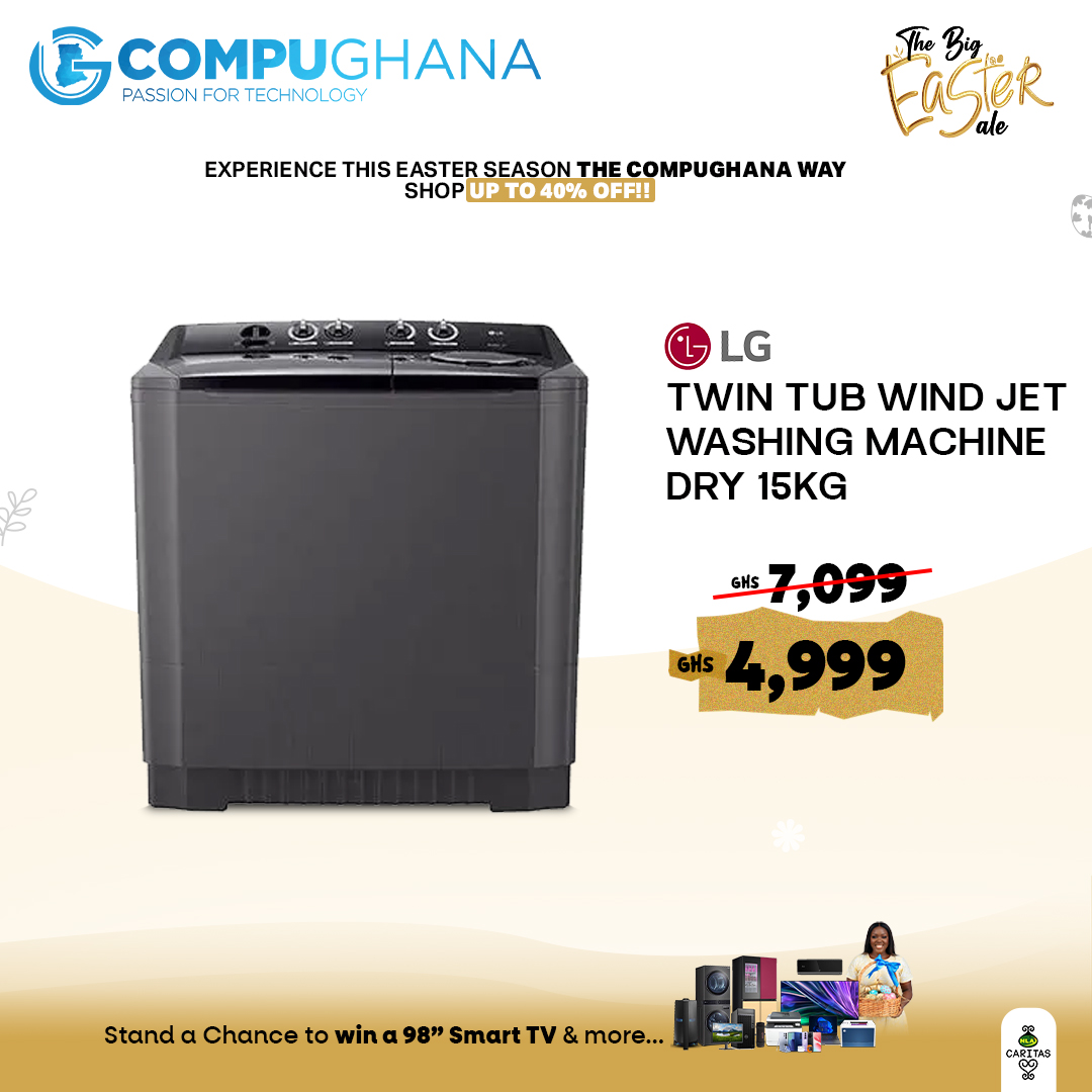 CompuGhanaLTD's tweet image. Upgrade your home with the latest LG Washing Machines  at CompuGhana! 

🛒 Shop now: compughana.com
📞 0302752020 | 0243143143

#CompuGhana #TheBigEasterSales #HomeAppliances #KitchenUpgrade #EasterSavings