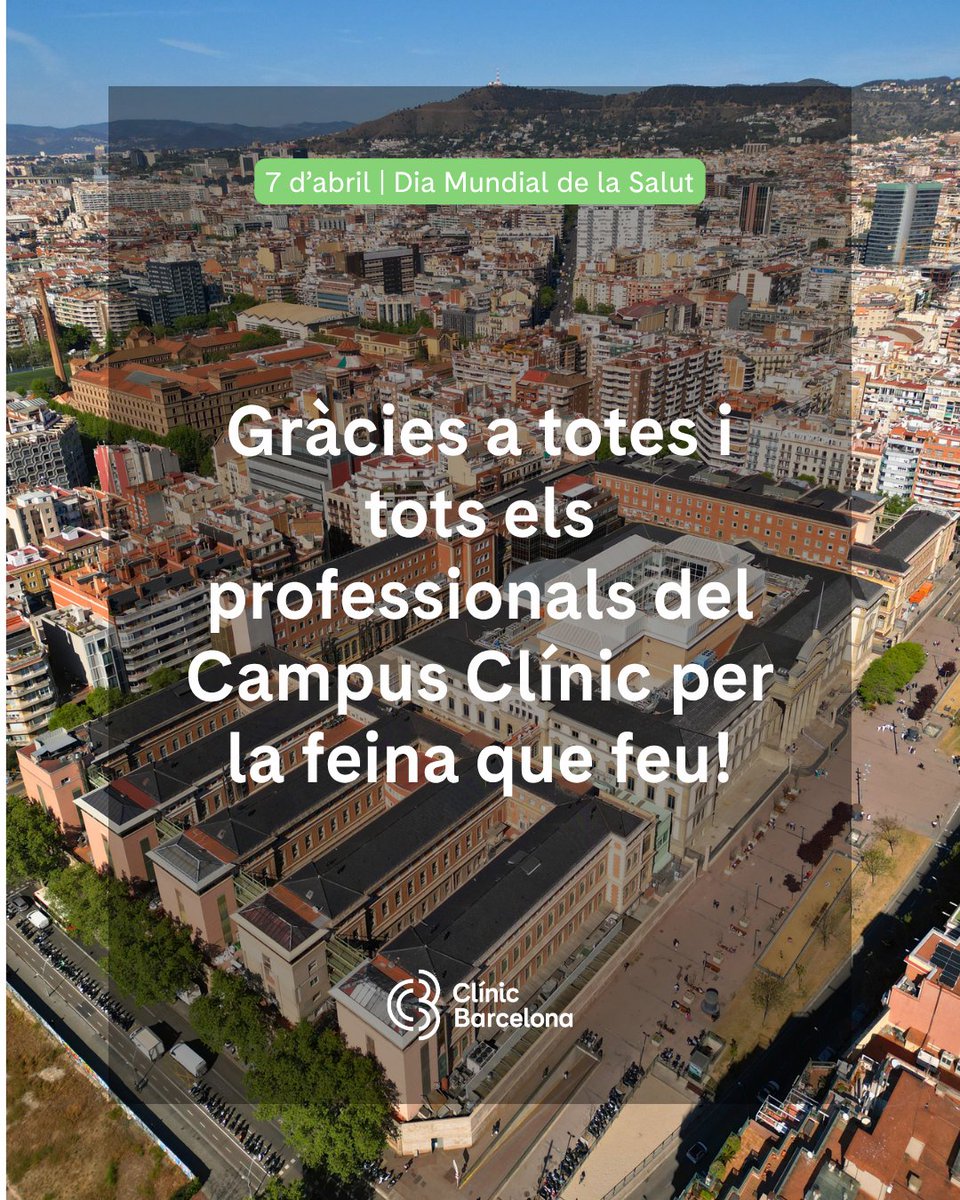 hospitalclinic's tweet photo. 📅 Avui, 7 d’abril, celebrem el Dia Mundial de la Salut.

🌍 Aquest 2026, l’OMS ens convida a fer un pas endavant amb el lema “Junts per la salut. Amb la ciència”.

🏥 Al Campus Clínic, l’assistència, la recerca i la docència van de la mà per transformar el coneixement científic en una millor atenció a la ciutadania.

👏 Gràcies a totes i tots els professionals del Campus Clínic pel vostre compromís diari amb la salut, la ciència i la societat.
