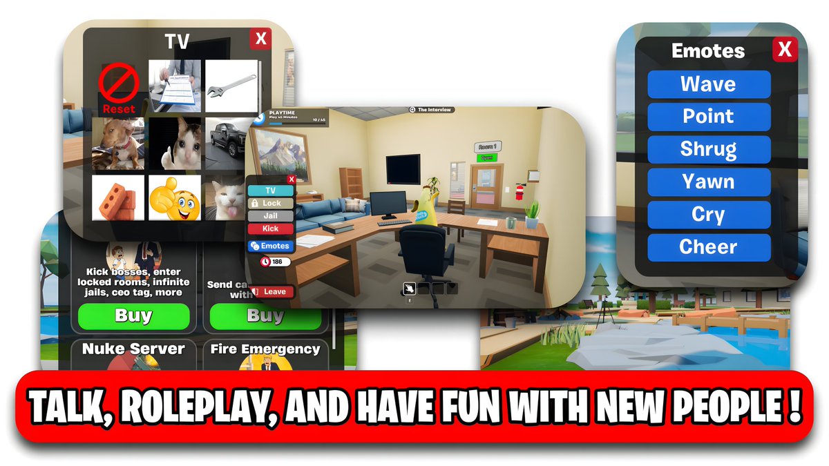 JonssuFortnite's tweet image. THE INTERVIEW🔊 |
5919-4819-3667

Welcome to The Interview where you roleplay, chat, and talk with people!

🔊 Proximity Chat!
💬 Bubble Chat!

💼 Apply for jobs
😎 Become a boss
👮 Put candidates in jail

#Fortnite #theinterview #proximitychat #roleplay