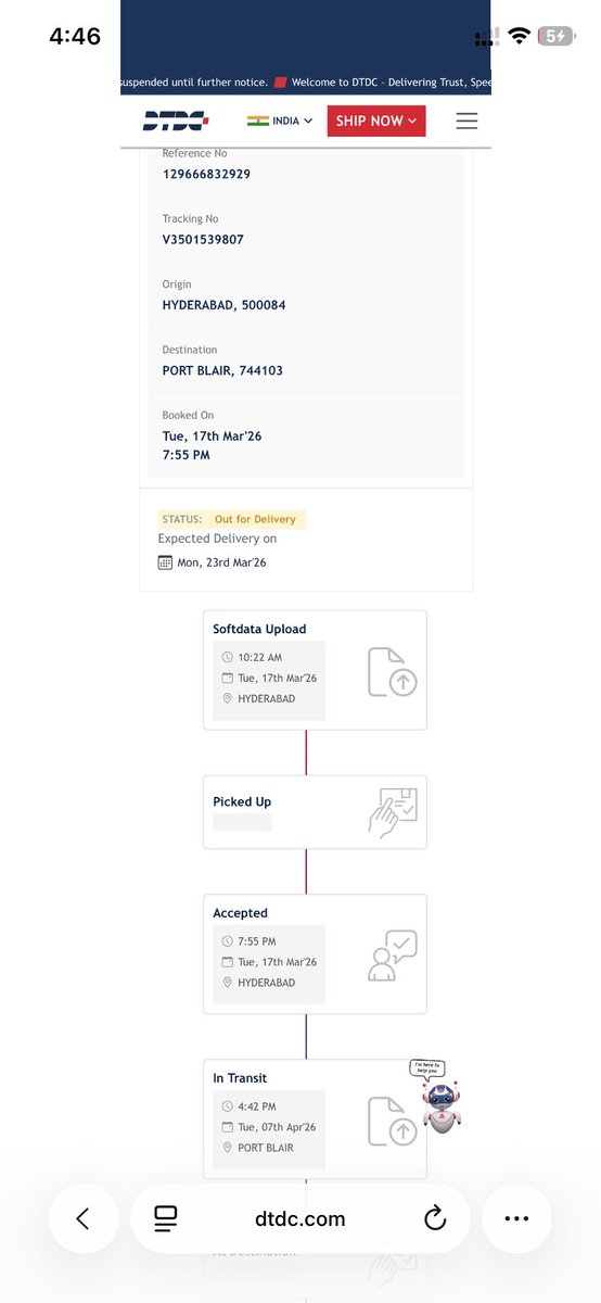 ashwinonkeys's tweet photo. If u guys want to make sure your courier to deliver in a month or never use dtdc it’s never in my case https://t.co/FIDMhxRLUc