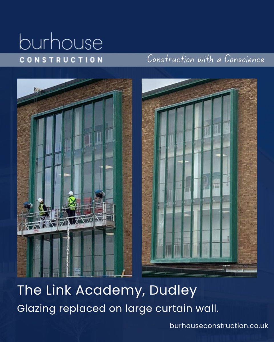 Project Spotlight: The Link Academy, Dudley 🏫

We upgraded the full curtain wall system, adding panels for improved symmetry and a modern look. Small design changes, big visual impact.

#BurhouseConstruction #GlazingUpgrade #EducationProjects #CurtainWalling