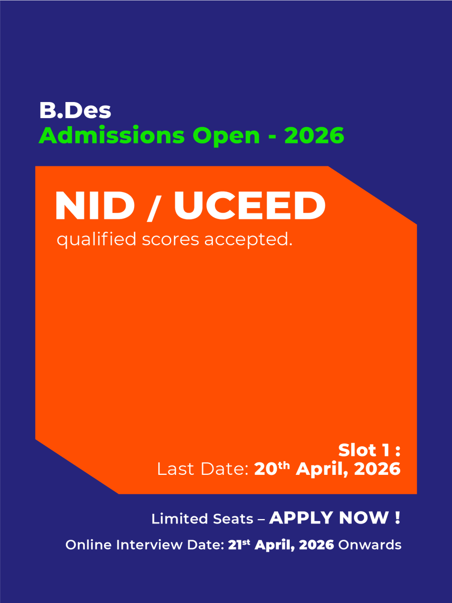 DJADdesign's tweet photo. Dream big. Design your future.
B.Des Admissions Open - 2026
NID / UCEED qualified scores accepted
Registration Last Date: 20th April 2026
Limited Seats - Apply Now!
Online Portfolio Interviews from 21st April onwards
Start your journey today https://t.co/Xu41mDxyJh https://t.co/jAax29mNtt