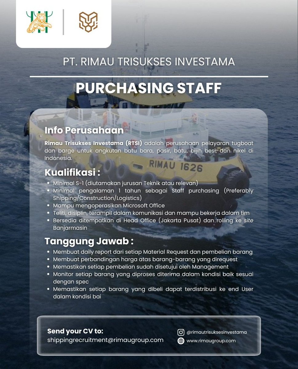 magnecareer's tweet image. #LokerPam - PT Rimau Trisukses Investama (RTSI) - Purchasing Staff