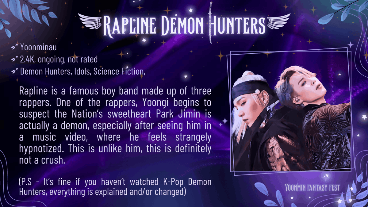 ymfantasyfest's tweet photo. ✨️🦄✨️ Rapline Demon Hunters ✨️🦄✨️

#yoonminau

https://t.co/7fyKKkuWT8 https://t.co/GK8fy9oiAX