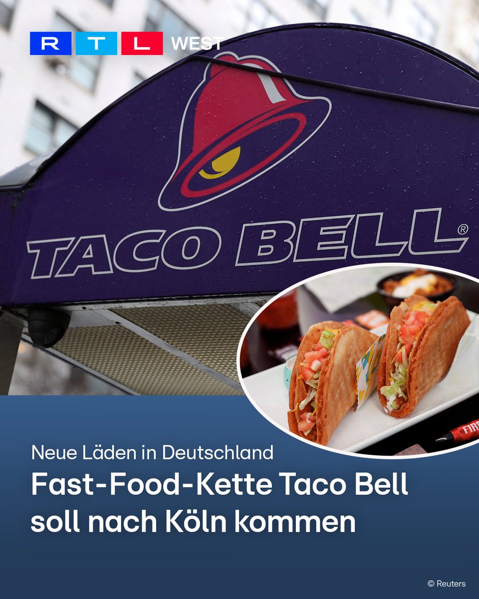 RTLWEST's tweet image. Die amerikanische Fast-Food-Kette #TacoBell will 2026 neue Läden in Deutschland eröffnen. Unter anderem sei ein Restaurant in #Köln geplant. Wann und wo genau die Franchise-Läden öffnen sollen, ist aber noch nicht bekannt. Taco Bell hat sich auf mexikanisches Fast Food