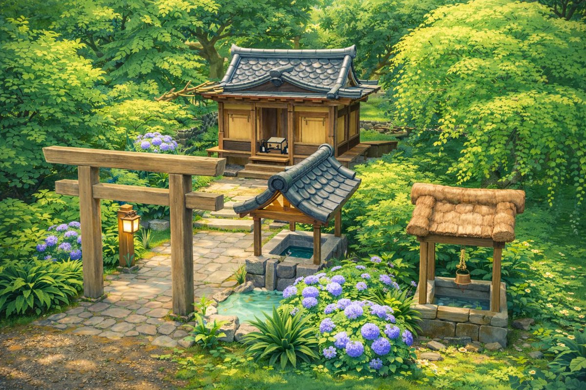 cLA3_'s tweet photo. 次の建築のテーマは「ジブリ」という事で
ジブリに出て来そうな小さな神社を手始めに。
#ハートピア
#ハートピアスローライフ
#Heartopia
#ハートピア建築部 https://t.co/pIveKbs3BZ