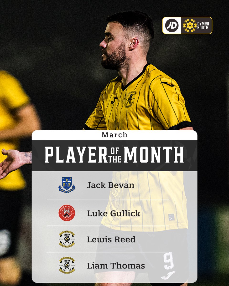 CymruLeagues's tweet photo. ���� Presenting the shortlist for March's Player and Manager of the Month awards across the #JDCymruLeagues.  

🗳️ Click below to find out how to vote, with the fan poll being combined with an independent voting panel to determine the winners 👇
