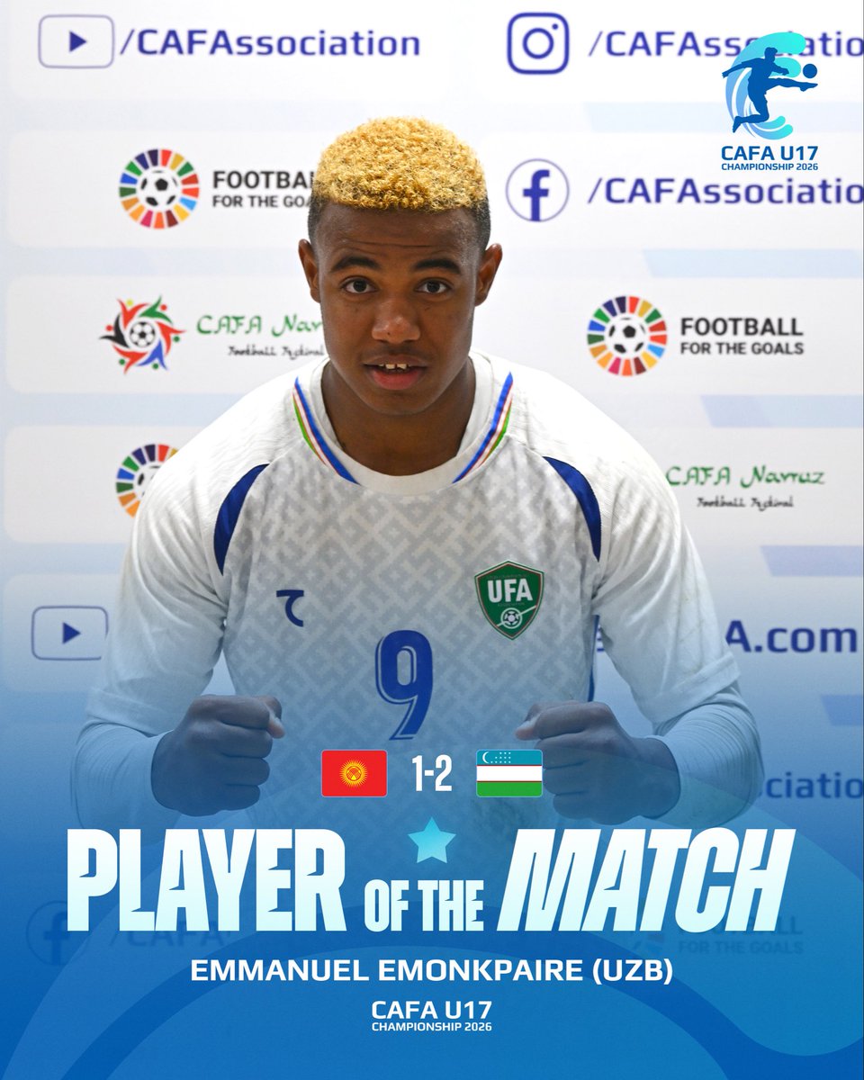 CAFAssociation's tweet image. 🔝#MVP 🇰🇬🆚🇺🇿

🏆CAFA U17 Championship 2026

#CAFA #Kyrgyzstan #Uzbekistan