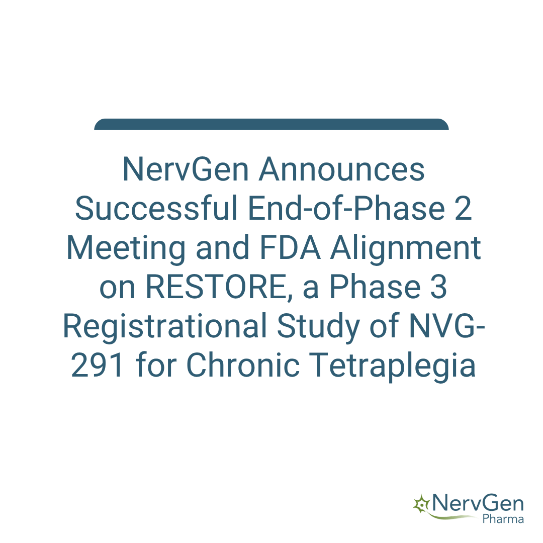 NervGen today announced the completion of a successful End-of-Phase 2 (EOP2) meeting and alignment on RESTORE, the Company’s Phase 3 registrational study designed to evaluate NVG-291 for the treatment of chronic tetraplegia.

RESTORE initiation remains on-track for mid-2026, with