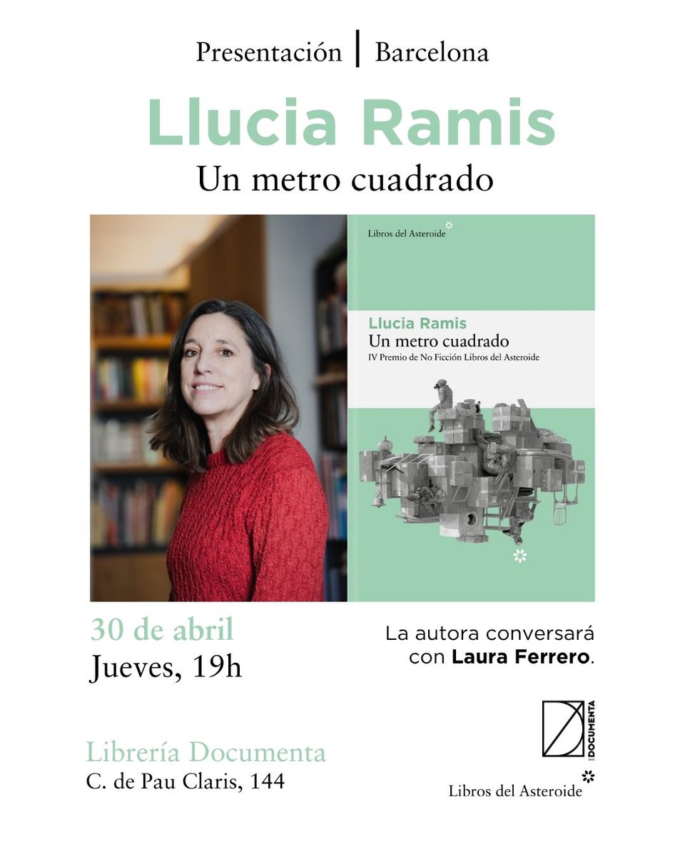 LibrosAsteroide's tweet image. 🏡#agenda #BARCELONA ¡EL JUEVES! Llucia Ramis presenta UN METRO CUADRADO en @DocumentaBCN junto a Laura Ferrero (@Lau_Ferrero).

¡Os esperamos!