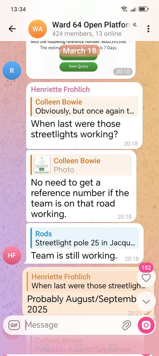 collbowie's tweet photo. @CityTshwane despite being told on 18th March No need to get ref nos for street lights out  in Jacqueline street as team is still busy these lights are still not working.  Teams did not return.... @AltadeKock1 @henriettefroh https://t.co/NIniVSpAjx