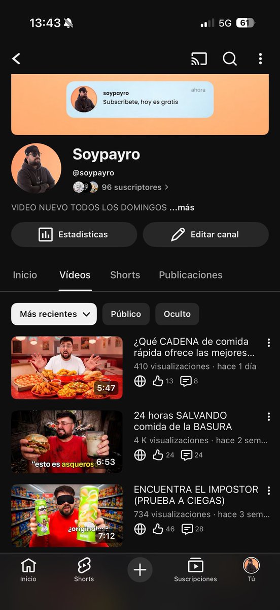 soypayro's tweet photo. 4 suscriptores para los primeros 100 en YouTube!

Alguien desubicado que no se haya enterado ——> https://t.co/pWzjrUpRHt https://t.co/lfFoo9i1he