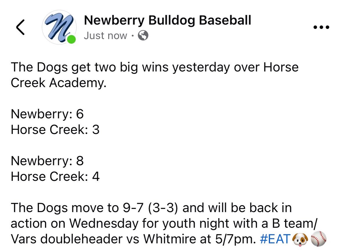 Newberry Baseball tweet media