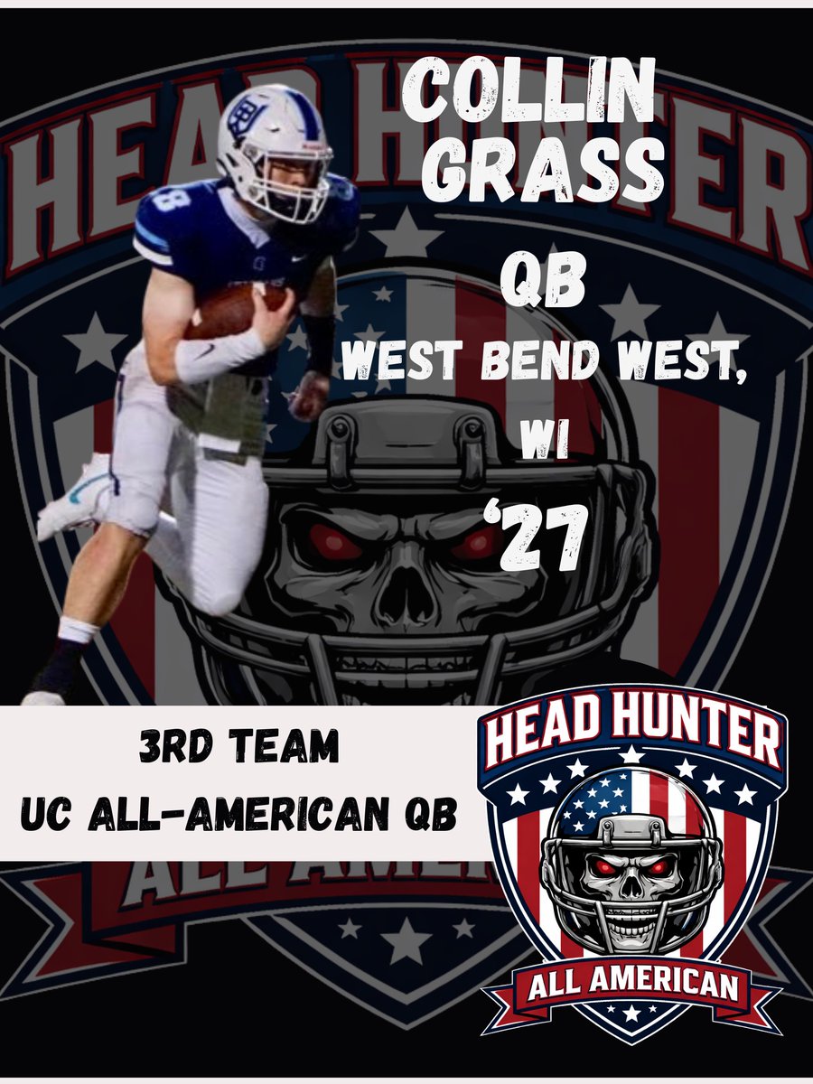 CoachZackGoodFB's tweet photo. Head Hunter All-American Underclassmen QBs: 

1st: @Cohen_QB1 '27 Smith Station, AL

2nd: @Noahwqb '27 Boca Ciega, FL

3rd: @GrassCollin1 '27 West Bend West, WI

HM: @dxb_Phil4 '27 Kanakee, IL
@ErikLeeJrQB1 '27 Park Vista, FL https://t.co/ZHkEcivrjs