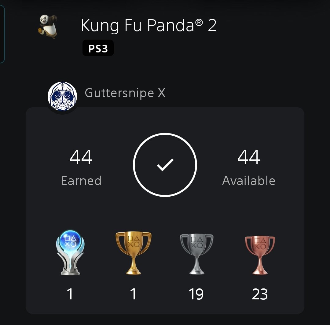Guttersnipe140's tweet image. Platinum #439 Kung Fu Panda 2

This game is fucking horrible 🤣 I loved the movie but yeah this thing should be illegal, one for lovers of single figure frame rates

#GutterShare #TrophyHunter