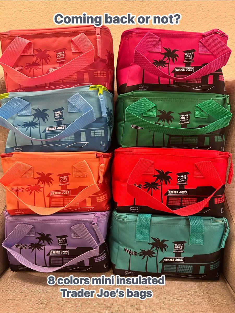 thiyay1985's tweet photo. Trader’s Joe mini insulated bags comeback??? pag may yellow talaga BINI na yung mga colors. Blue app ko siya nakita.
#BINI #TRADERSJOE @BINI_ph https://t.co/sSmbINpaMU