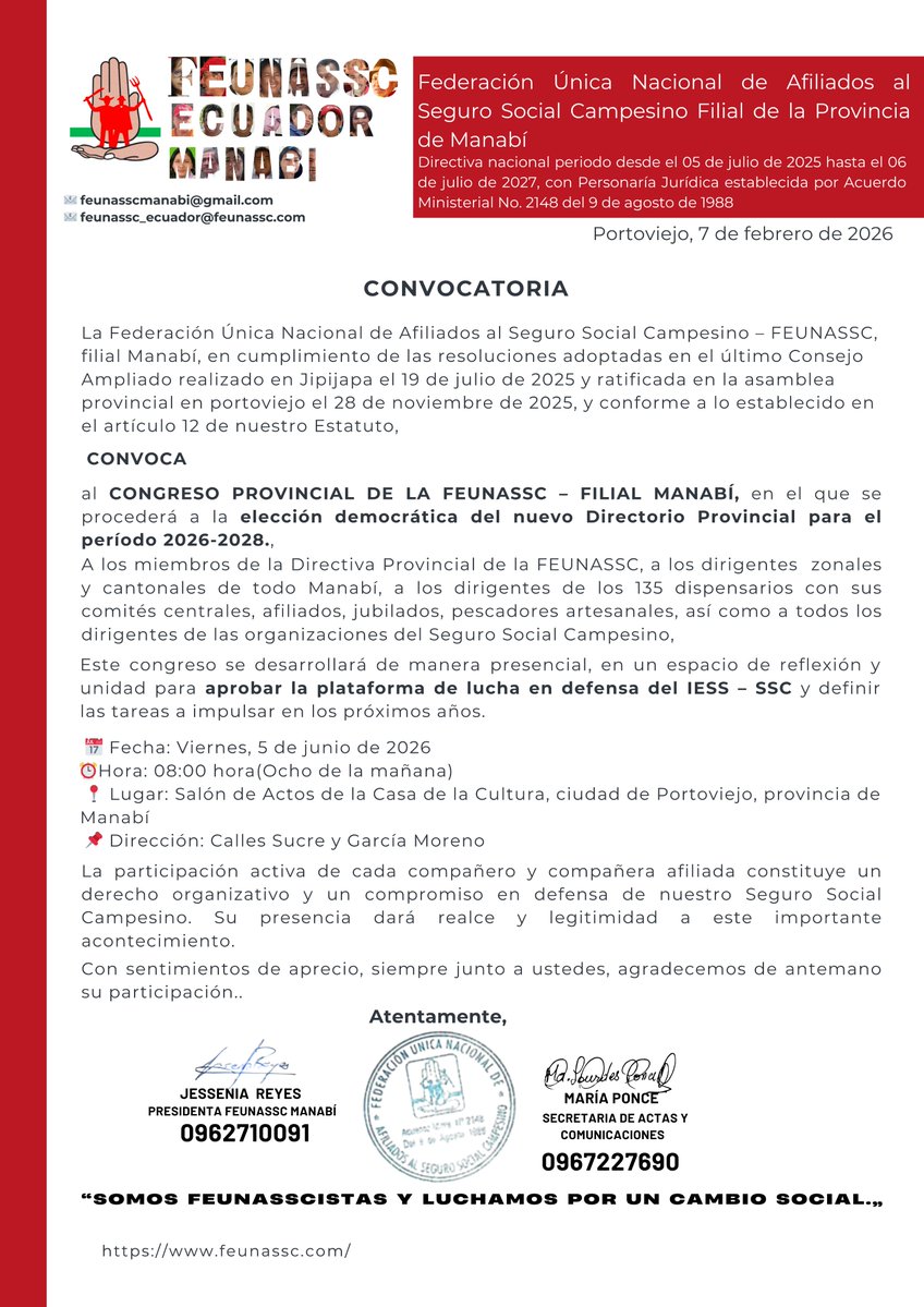 FEUNASSC 🇪🇨 Federación Seguro Social Campesino tweet media