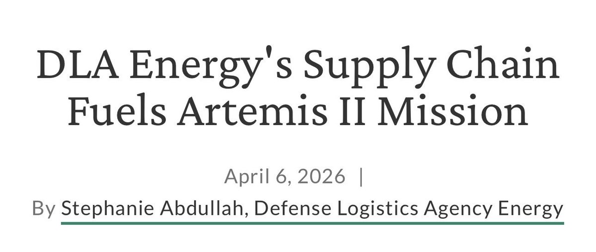 da_sails's tweet image. BEHIND EVERY LAUNCH IS A SUPPLY CHAIN

· DLA Energy delivered 21,000+ lbs of ultra-pure propellants for Artemis II, sending 4 astronauts around the Moon for the first time in 50+ years

· Fuels: monomethyl hydrazine, dinitrogen tetroxide, high-purity hydrazine, all zero-defect

·