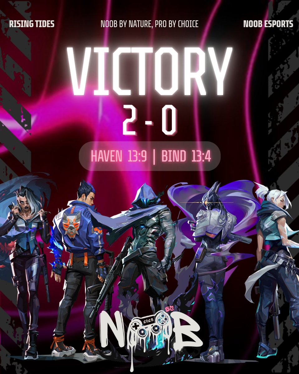 noob_esports's tweet photo. GGS! Another W to the list!๐ฅ
Our goated roster played an epic game with Monarch Esports!
Stay tuned for more information on our Valorant roster's next match. ๐ฎ
#NoobEsports #VALORANT #WaveOCE #RisingTides #OCE #Gameday https://t.co/bpK2WBSoj2