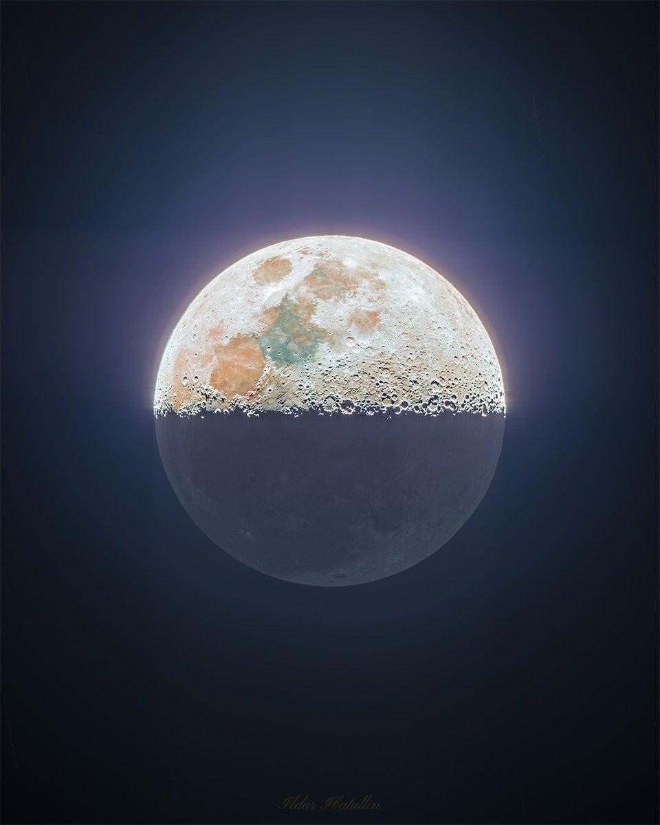 x__writes's tweet image. Not gray at all…
Hidden minerals dancing in blues, reds, and golds, our Moon is far more vibrant than she lets on.  Who else is surprised?   #MoonMagic #ArtemisII #moon