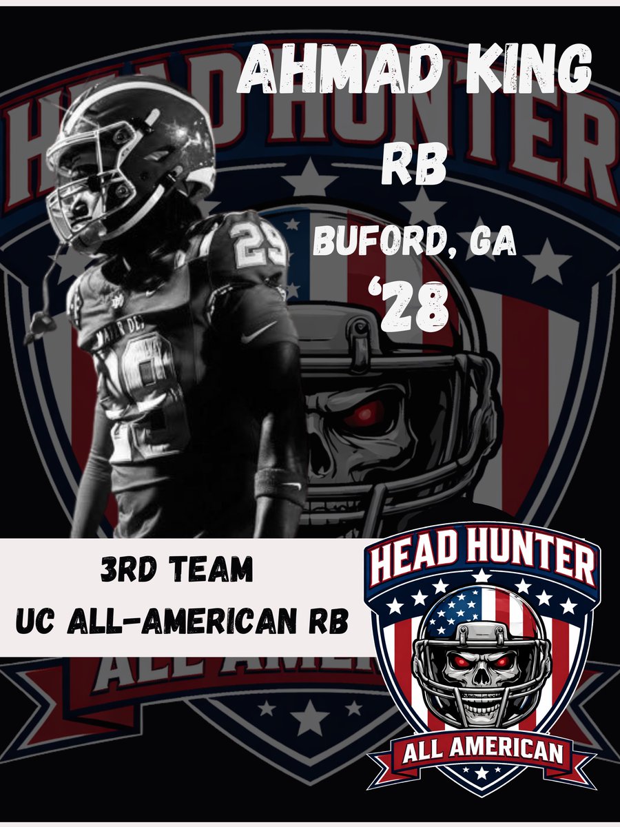 CoachZackGoodFB's tweet photo. Head Hunter All-American Underclassmen RBs cont:

3rd: @IyenAddison '27 Middleburg, FL
@Ahmad_04_King '28 Buford, GA

HM: @Kolten_Kendall '27 Moscow, ID
@jeramiahda '27 Dakota, MI
@roscoe_dean2 '27 Hampshire, WV
@symcbeath_2 St. Joseph, MS https://t.co/bzVlPNgrDw