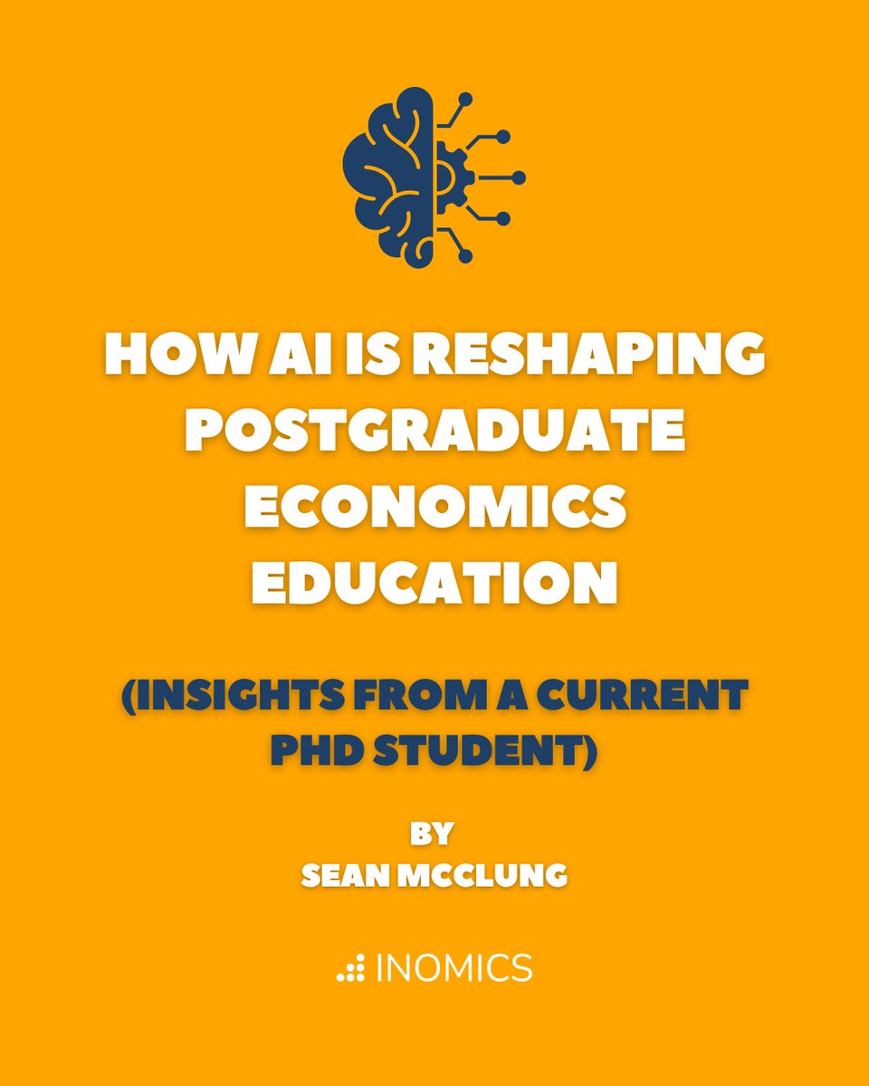 INOMICS's tweet image. AI is changing how economics PhDs study, research, and code 🤖📊

From “mini TA” to coding partner—
but also: hallucinations &amp;amp; over-reliance risks.

An insider perspective from a current PhD student 👇
🔗inomics.link/edd834-TW