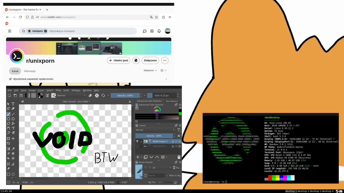 bot_unixporn's tweet image. [openbox] Someone said install Void now, Void is the best. I tried, stayed and agree.
Link: redd.it/1settxq

#unixporn #linux #screenshot