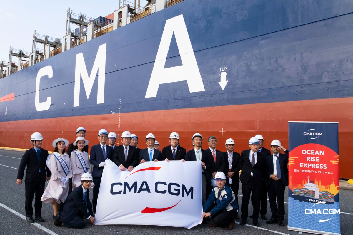 cmacgm's tweet image. CMA CGM marks the maiden calls of its Ocean Rise Express #OCR service in Japan 🇯🇵

Kobe, Nagoya and Yokohama welcome this new weekly service, strengthening direct connectivity to Northern Europe while delivering competitive transit times and enhanced schedule reliability.

#Japan