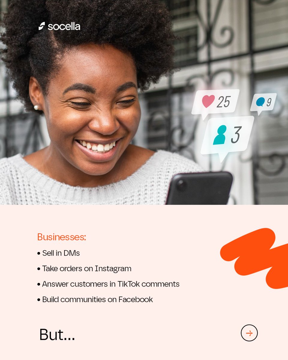 socellahq's tweet photo. We built Socella for how businesses actually use social media.

Other tools stop at basic management. We go further:
✅ Create content with AI (live)
✅ Cross-post across multiple platforms (live)
⚡ Receive mentions &amp; DMs across platforms (coming soon) https://t.co/IAgsoghab8