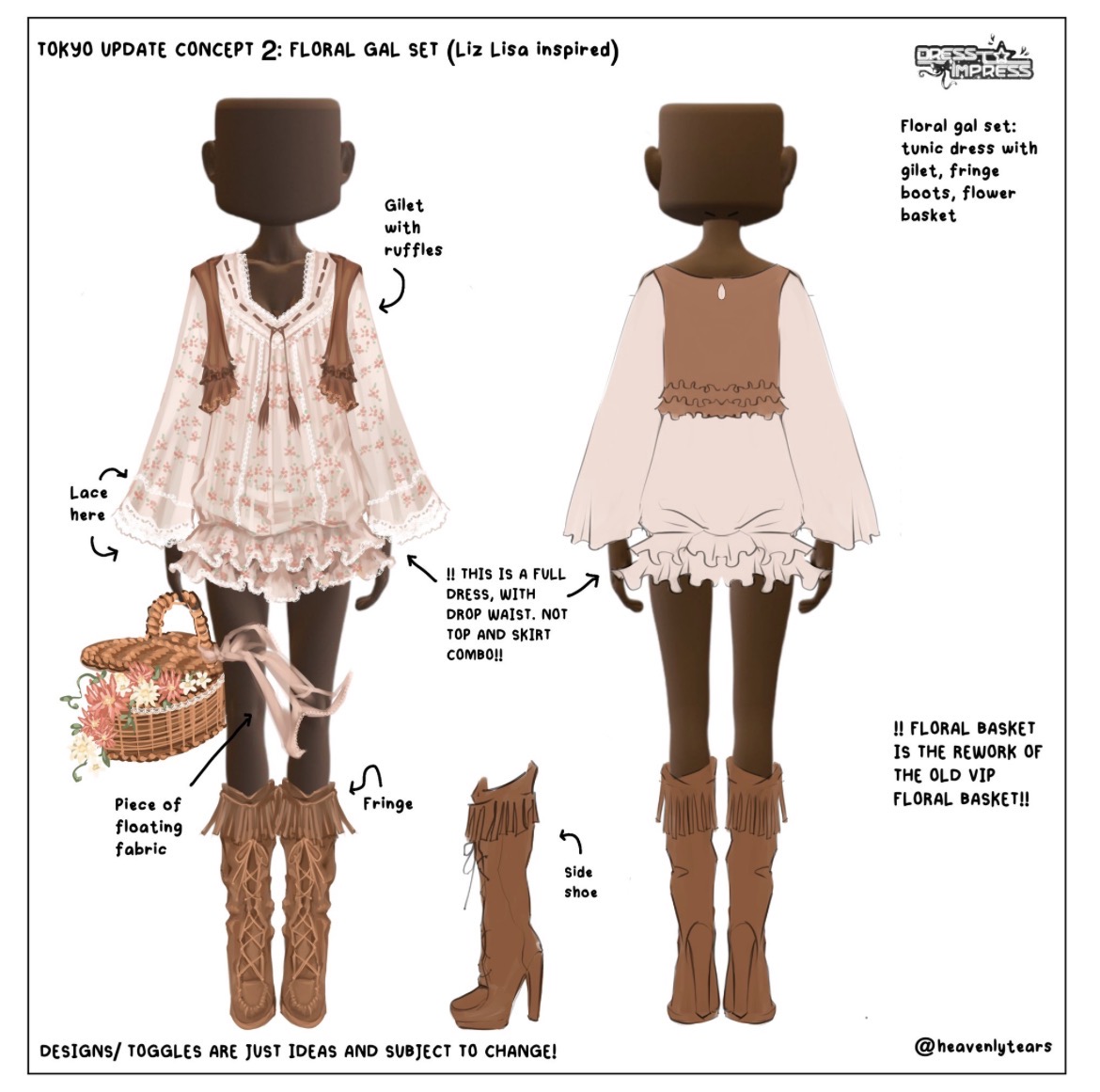 TheDTINews's tweet image. A look at the concept designs for the recent Trip To Tokyo update by heavenlytears. ✨