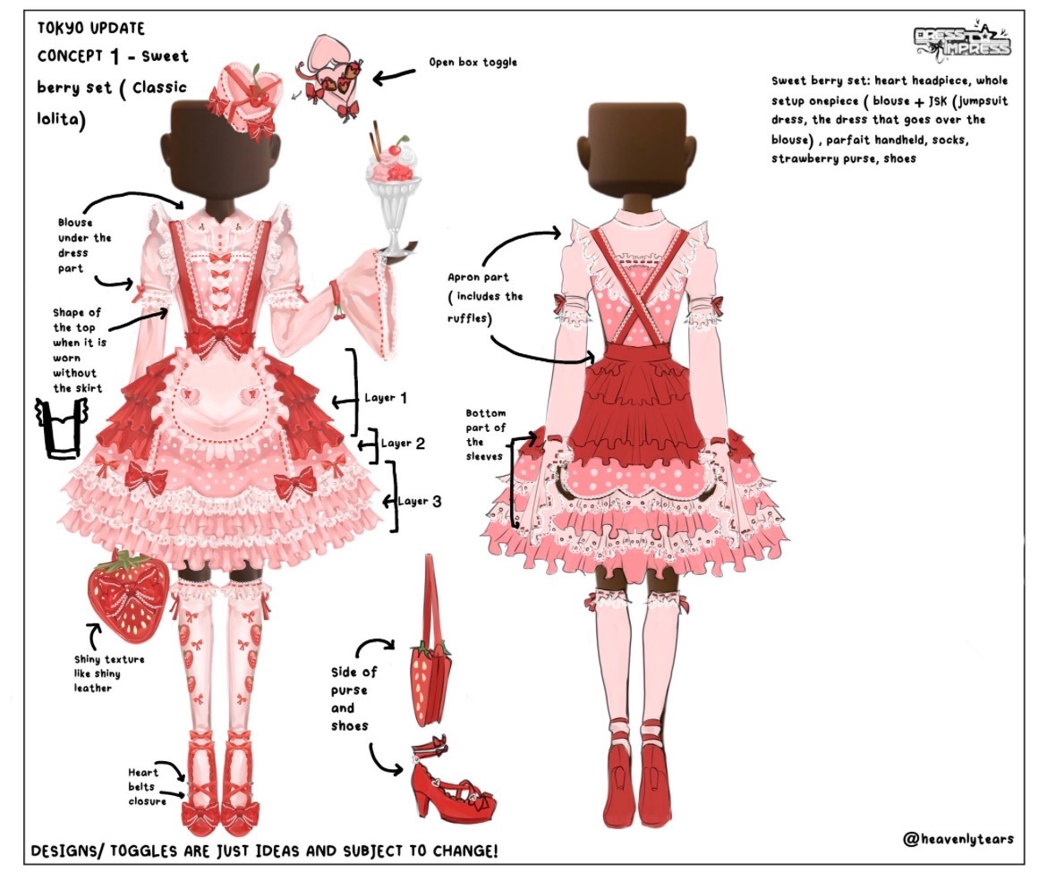 TheDTINews's tweet image. A look at the concept designs for the recent Trip To Tokyo update by heavenlytears. ✨