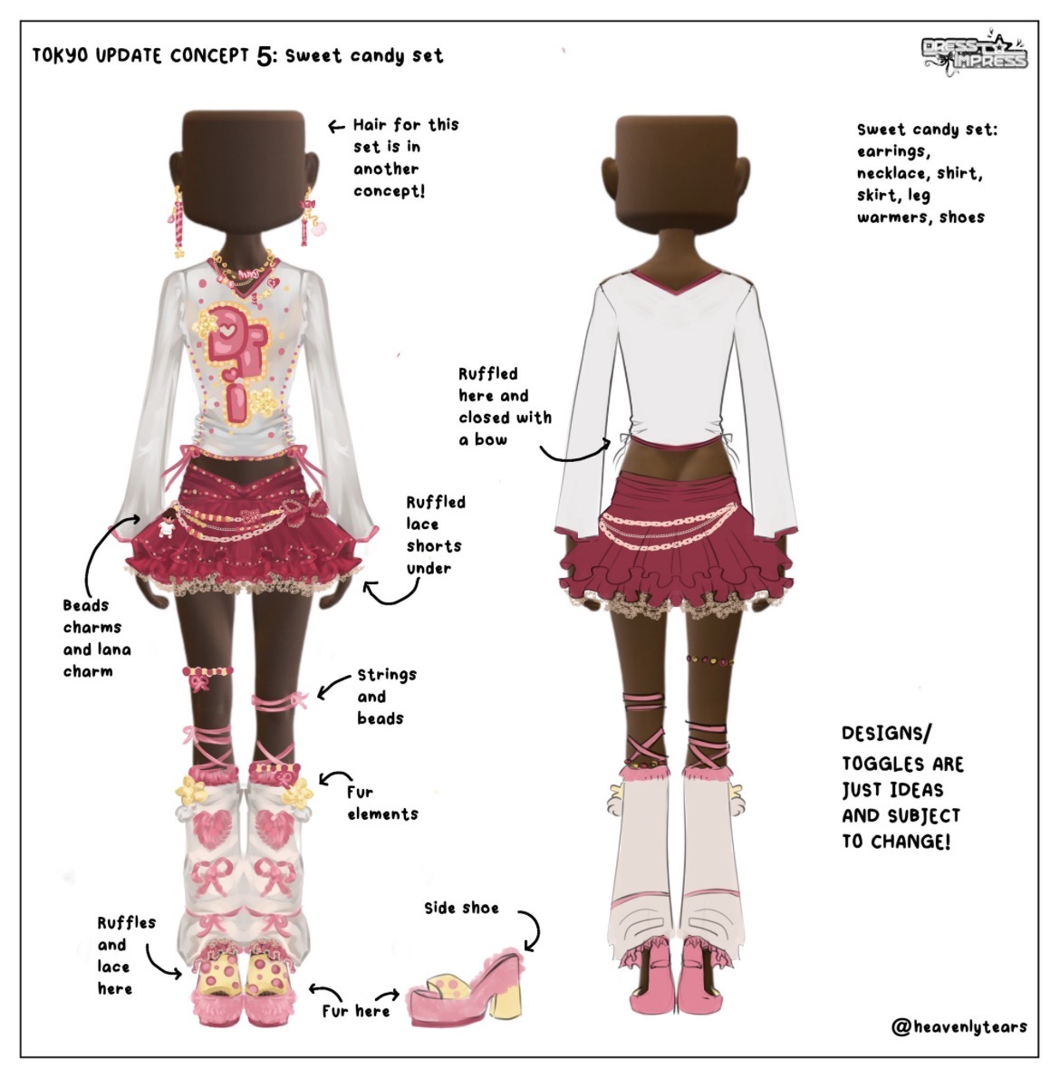 TheDTINews's tweet image. A look at the concept designs for the recent Trip To Tokyo update by heavenlytears. ✨