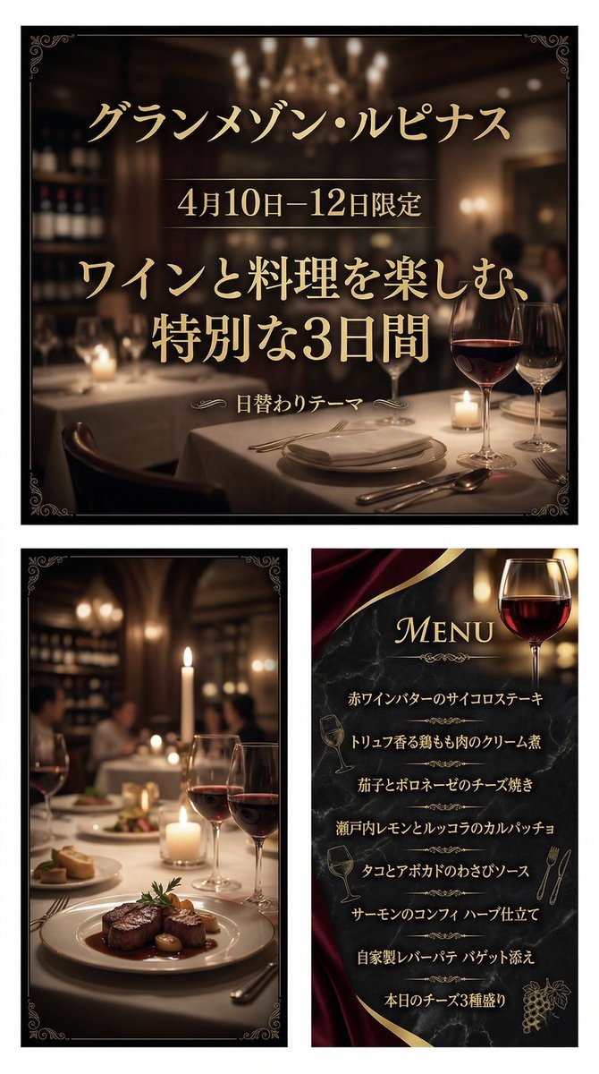 Lupinus_will's tweet photo. 4/10〜12限定🍷
ワインと料理を楽しむ特別な3日間。
1日目は赤ワイン×肉料理
2日目は白ワイン×魚料理
3日目はお好みに合わせたペアリングをご提案
この3日間だけの贅沢な時間をぜひ。
Lupinus
TEL:03-6205-5283
東京都新宿区歌舞伎町2-17-4
コリンズ37ビル5F
店舗詳細はこちら
https://t.co/8aflvypGpl https://t.co/Bv5OvC7hPT