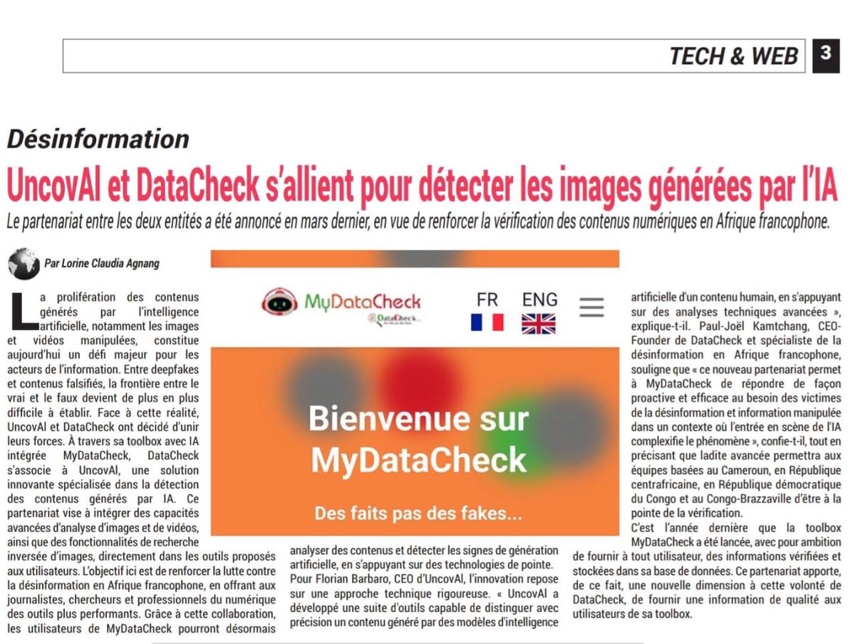 KAMTCHANG1's tweet photo. Après la presse #niçoise, la presse #camerounaise s’en fait l’écho…
Un partenariat hautement stratégique dans le cadre d’une lutte coordonnée contre la désinformation en #Afrique francophone. https://t.co/AtPcs5KBlC