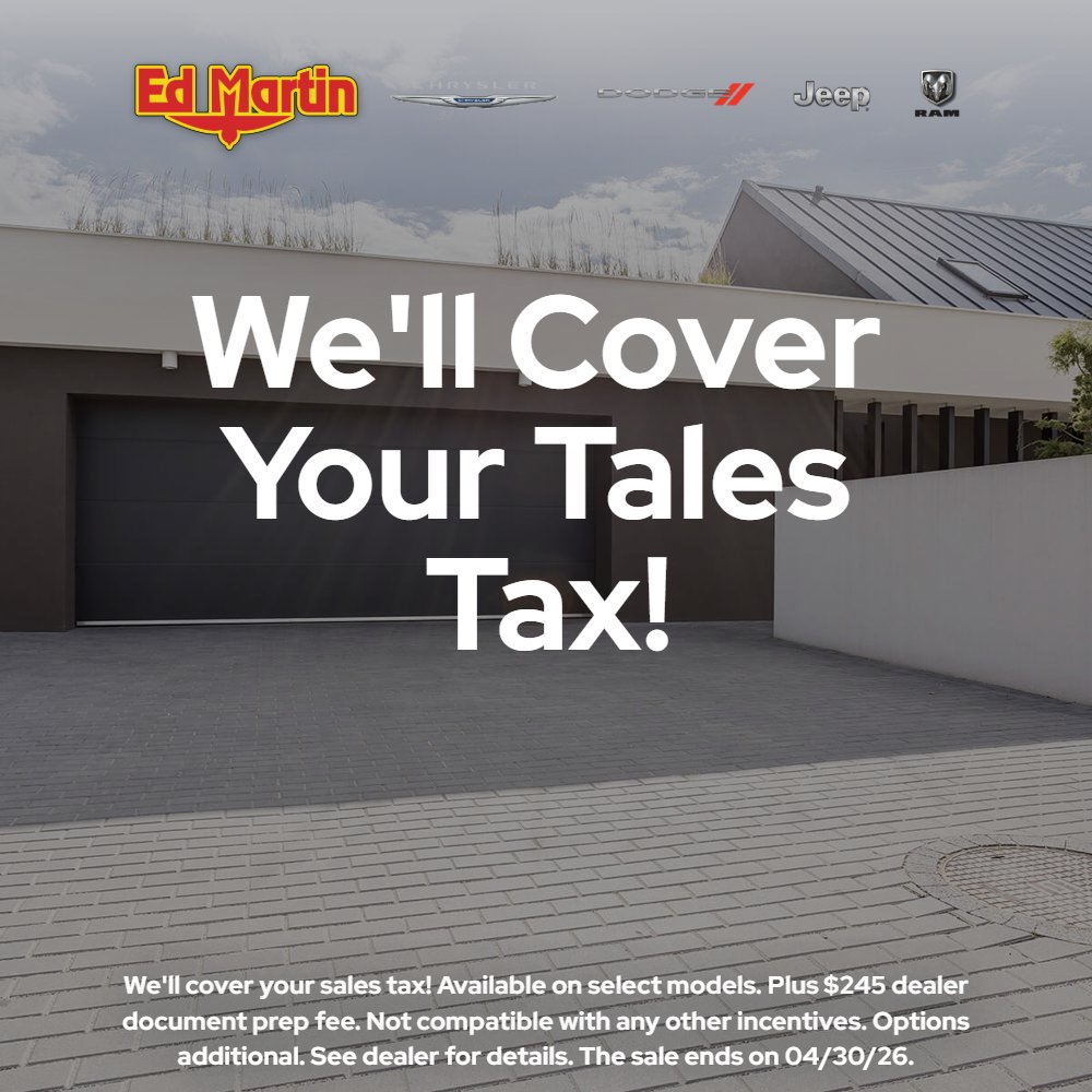 EdMartinCDJR's tweet image. 🚗✨ Drive Home Happy in April at Ed Martin CDJR and save! ✨🚗
👉 Check out ALL our current specials here: edmartincdjr.com/newspecials.ht…
#DriveHomeHappy #JeepLife #RamNation #DodgeNation #ChryslerLife
