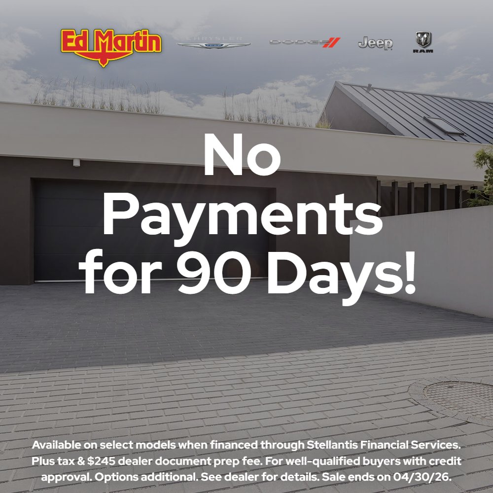 EdMartinCDJR's tweet image. 🚗✨ Drive Home Happy in April at Ed Martin CDJR and save! ✨🚗
👉 Check out ALL our current specials here: edmartincdjr.com/newspecials.ht…
#DriveHomeHappy #JeepLife #RamNation #DodgeNation #ChryslerLife