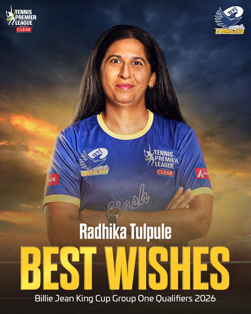 MumbaiRoyalsTPL's tweet photo. Cheering you on, Coach! 👏 

All the best for the Billie Jean King Cup Group One Qualifiers 2026 🎾✨

#YashMumbaiEagles #FlyWithTheEagles #BillieJeanKingCup https://t.co/zHnIHHJ1Zd