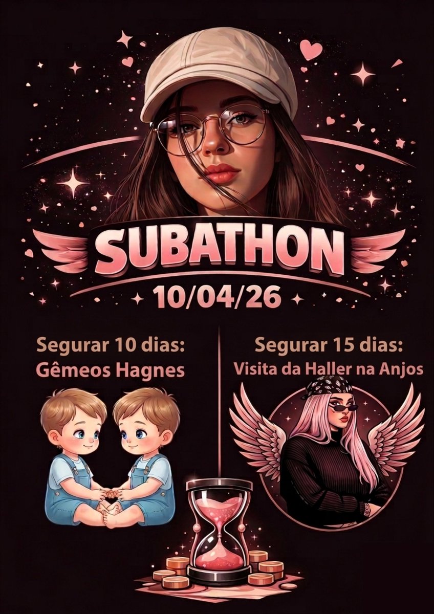 🚨 SUBATHON COMEÇA 10/04/26 🚨

Esse subathon tem um motivo muito maior…
 nosso objetivo final é conseguir morar junto com a <a href="/b3trizofc/">Bê</a> 🏡
E eu preciso de vocês nisso 🫶

Metas do subathon:
🔥 10 dias: Gêmeos Hagnes
😈 15 dias: Haller visitando a cidade dos Anjos