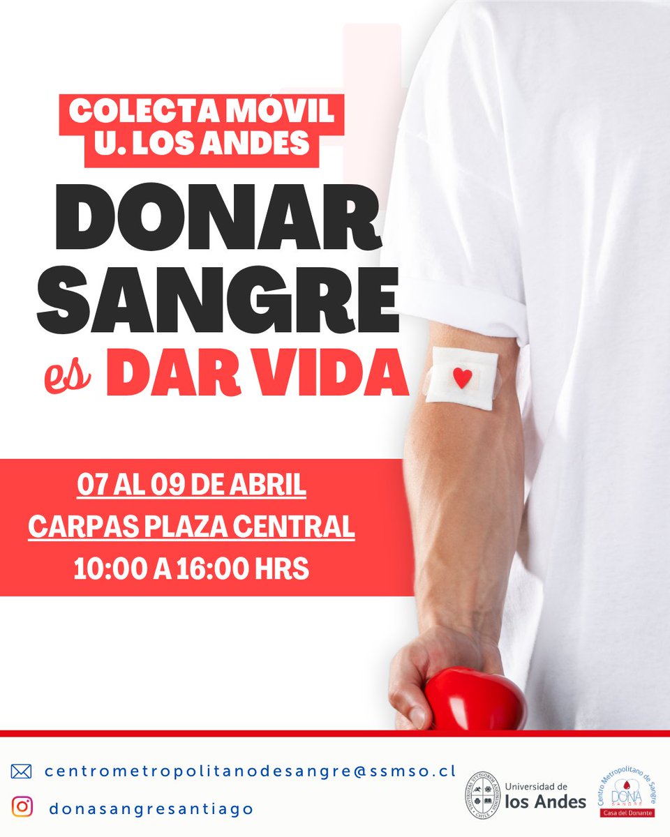 DonaSangreStgo's tweet photo. Dona sangre en @uandes 🫰👇
¡¡Motívate y salva vidas!! 😍
¡Te esperamos! https://t.co/VKoJf6oRNc