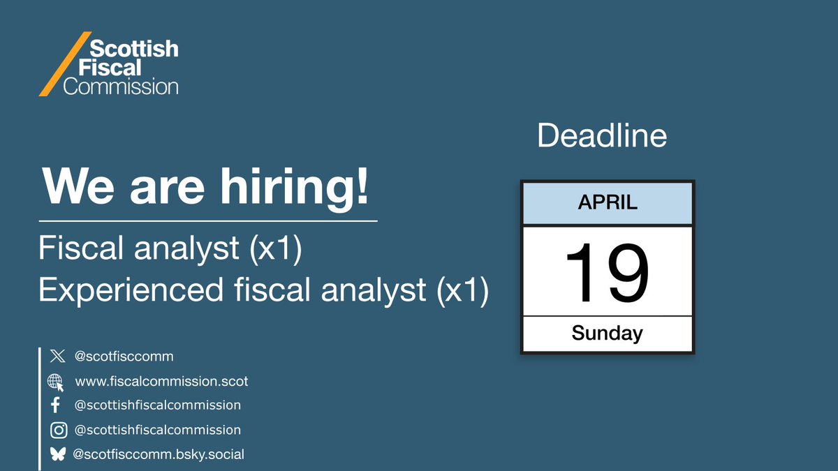 scotfisccomm's tweet photo. 📢We are currently recruiting fiscal analysts! You can find out more here 🔗https://t.co/ZkKAyDH09w

We are hosting an online information session on 9 April, where you can learn more about what these roles involve. You can register your interest here 🔗https://t.co/d0KVDM2eRM https://t.co/MgLZEZyEJq