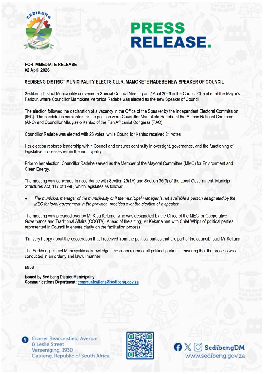🇿🇦 Sedibeng District Municipality tweet media